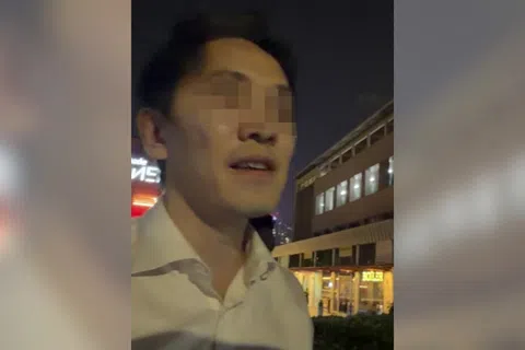 男子多次否认自己撞到人。（受访者提供）