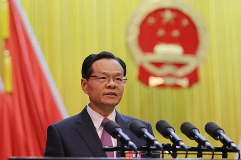中国官方通报，中国全国政协副主席陈武病逝，享年72岁。图为时任广西壮族自治区主席的陈武2017年1月在第十二届人民代表大会第六次会议向大会作政府工作报告。（广西人大网）