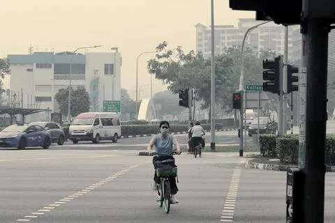 国家环境局网站数据显示，截至下午4时，全岛一小时PM2.5悬浮颗粒浓度介于每立方米139微克至251微克，处于高至非常高水平。（萧紫薇摄）