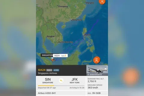 新航SQ24航班因遇上医疗事故，中途折返樟宜机场。（取自Water.Sounds.Aviation脸书）