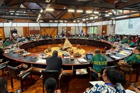台湾出席在邦交国帕劳举行的太平洋岛国论坛年会后，北京警告，此举将带来后果。图为太平洋岛国的外长和高级外交官8月7日在斐济苏瓦出席太平洋岛国论坛会议，为定于9月在帕劳举行的领导人会议做准备。（法新社）
