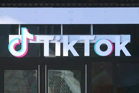图为TikTok在美国加利福尼亚州总部的招牌。（路透社档案照片）