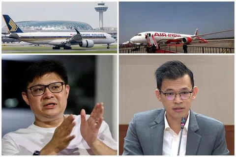针对新航投资印航，工人党议员张文杰（右下）将国会比喻为国家储备金的“风险职能部门”。人力部兼贸工部政务部长符策翔（左下）反驳，指国会责任是确保问责，而不是个别企业的“风险管理委员会”。（档案照片、路透社、gov.sg视频截图）