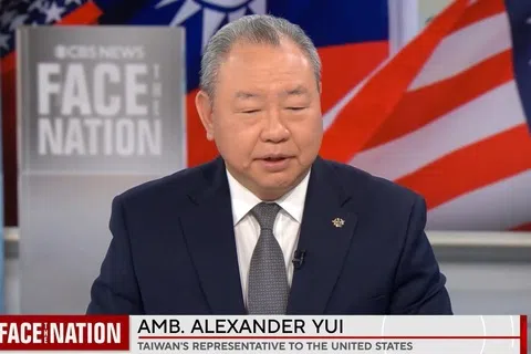 台湾驻美代表俞大㵢接受美国哥伦比亚广播公司（CBS）《面向全国》节目专访在星期天（9月27日）播出。（美国哥伦比亚广播公司（CBS）《面向全国》节目视频截屏）