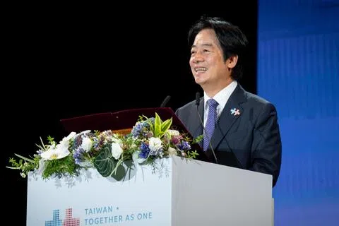 台湾总统赖清德在双十节前夕出席晚宴，并在致词时誓言让全民共享经济果实。（取自台湾总统府官网）