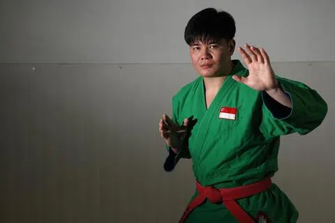 亚运会克拉术比赛，新加坡“独苗”选手黄安勇（图）正积极备战爱知—名古屋亚运会，期待在这个兼具趣味与对抗性的小众项目中展现我国健儿风采。（邝启聪摄）