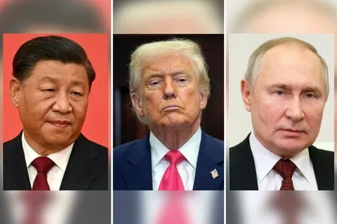 距离深圳APEC峰会仅一个月，中国国家主席习近平（左起）、美国总统特朗普、俄罗斯总统普京在APEC期间举行三边会晤的可能性进一步上升。（合成图）