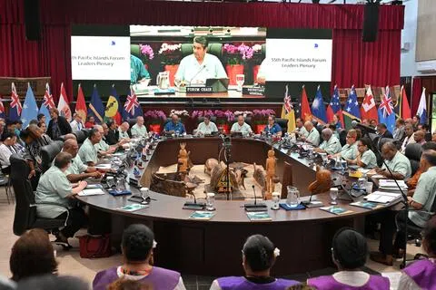 太平洋岛国论坛领导人本周在帕劳首都科罗尔出席第55届领导人会议，发表联合公报对中国试射洲际导弹表达关切。（路透社）