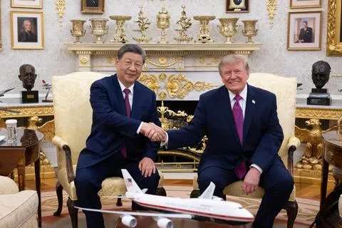 中国大陆国家主席习近平（左）访美期间，与美国总统特朗普均提及中美在第二次世界大战期间的合作情谊。（新华社）