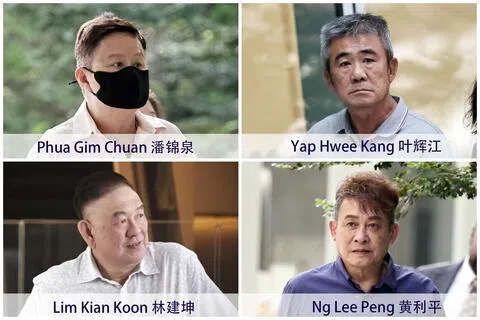 四名被告星期五（8月21日）在国家法院面对贪污等相关控状。案件涉及荷兰—武吉班让、三巴旺和盛港三个市镇会的合约提案，涉嫌贿款总额约22万元。（海峡时报）