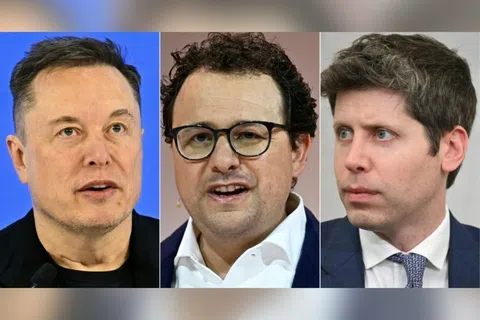Anthropic首席执行官阿莫迪（中）呼吁人工智能（AI）公司放缓开发步伐，OpenAI首席执行官奥尔特曼（右）与拥有xAI的美国首富马斯克（左）对此表示赞同。（法新社）