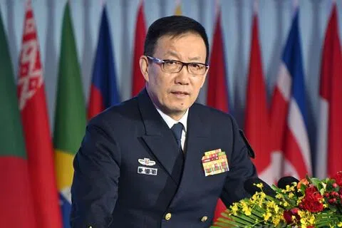 中国国防部长董军去年9月出席在北京举行的香山论坛，并在会上发表主旨演讲。（法新社）