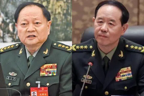 中国官方通报，中共中央军委副主席张又侠（左）和中共中央军委联合参谋部原参谋长刘振立严重违纪违法，被开除中共党籍、军籍。（互联网）