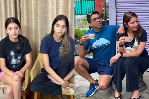 苏米特·拉瓦拉（右二）和妻子舒巴克希·拉瓦拉（右一）在尼泊尔爆发洪灾后失联。他们的女儿帕尔妮卡（左二）及凯妮莎（左一）心焦如焚，上网呼吁各方帮助提供找人线索。（Instagram截图／受访者提供）
