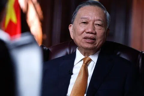 越共中央总书记、越南国家主席苏林星期一（9月21日）在纽约接受彭博电视台的专访。苏林赴美出席联合国大会，并与美国商界会面。（彭博社）