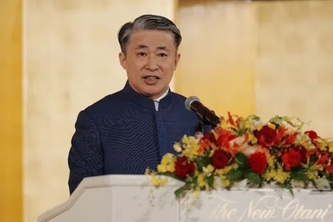 中国驻大阪总领事馆星期四（9月24日）举办庆祝中华人民共和国成立77周年招待会，总领事薛剑致辞。（取自中国驻大阪总领事馆官网）