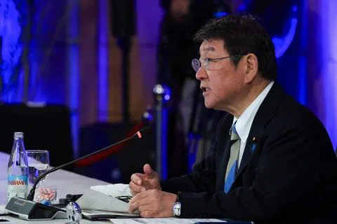 日本外长茂木敏充周四（8月20日）说，日本反对俄罗斯在北方四岛的军事集结。（法新社）