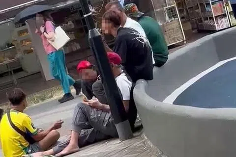 一名网民拍到一群男子在游乐场旁，涉公然吸电子烟。（取自Stomp）