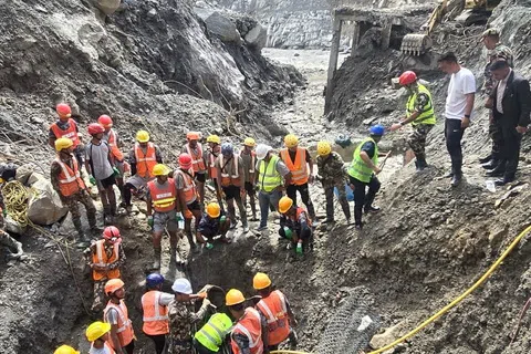 尼泊尔上周发生泥石流，导致当地多个水电站项目受影响，包括上特里苏里3A（图）水电站项目。（路透社）
