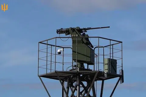 乌克兰空军发布的画面显示，一套配备人工智能的机器人炮塔正用于拦截俄军喷气式无人机。（法新社）