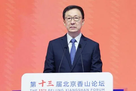 中国国家副主席韩正9月15日出席第十三届北京香山论坛欢迎晚宴并致辞。（新华社）