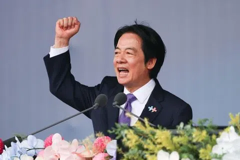台湾总统赖清德星期六（10月10日）发表双十节演说，强调台湾增加国防投资，不是为了挑衅，而是为了吓阻战争。（法新社）