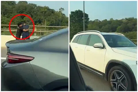 涉毒后驾驶的男子事后试图逃跑，但被另一名男子拉住并制伏，直到警方和民防部队到场。（取自JustPlayProduction TikTok）