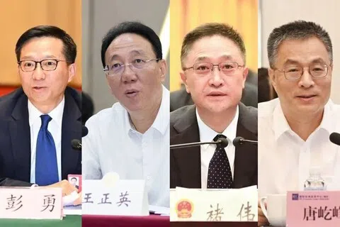 中国多地去年以来更换省级党委秘书长，出身电力系统的副省长、政府副主席获重用，包括新任湖北省委秘书长彭勇（左起）、新任云南省委秘书长王正英、新任宁夏回族自治区党委秘书长褚伟。同样出身电力系统的广东副省长、中共佛山市委书记唐屹峰（右一）7月31日也履新广东省委常委，不排除兼任省委秘书长，填补目前省委中唯一的空缺。（互联网）