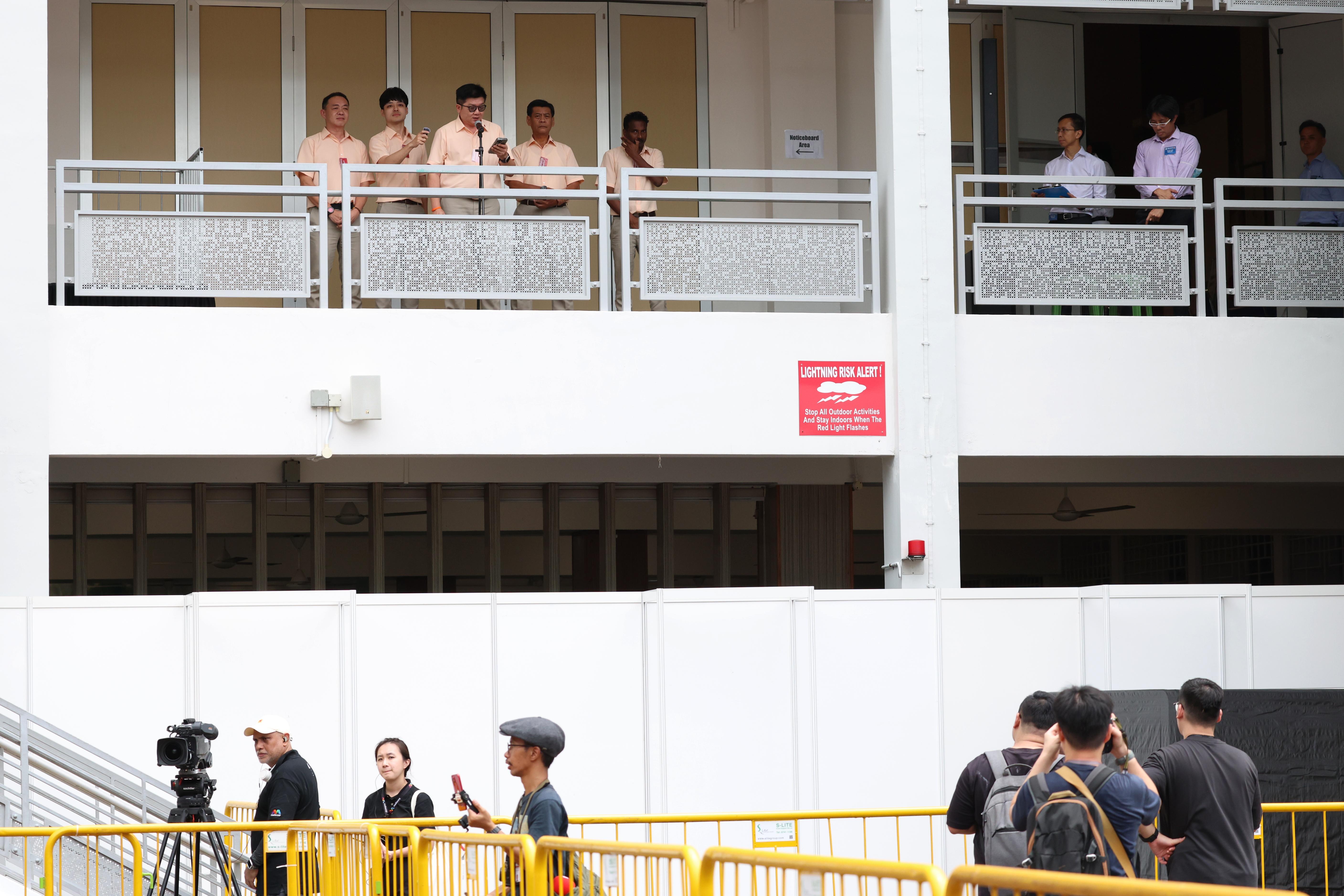 淡滨尼集选区爆发四角战,国民团结党团队提名后发言时,现场相对冷清,因为支持早前发言的人民行动党、工人党候选人的支持者已先行离开。(郑一鸣摄)