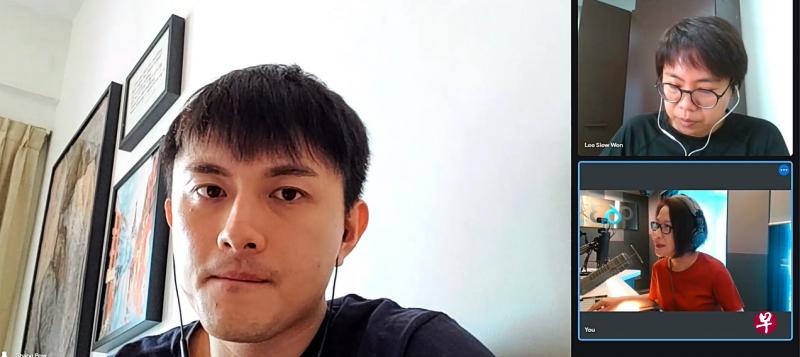 包勋评（左）与《优1周》记者李宛纹（右图，上）做客电台96.3好FM DJ林安娜（右图，下）的节目。（面簿视频截图）