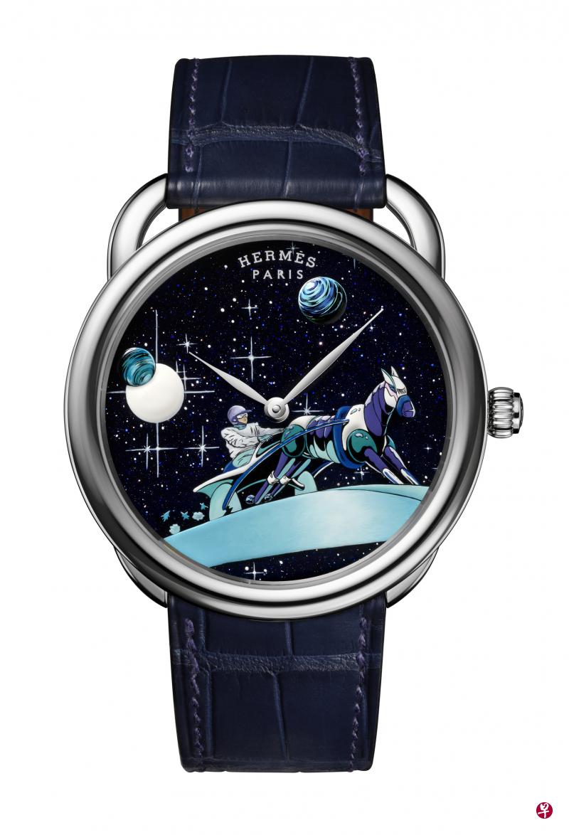 两款各自精彩的Arceau Space Derby腕表展现了爱马仕的艺术时间观。