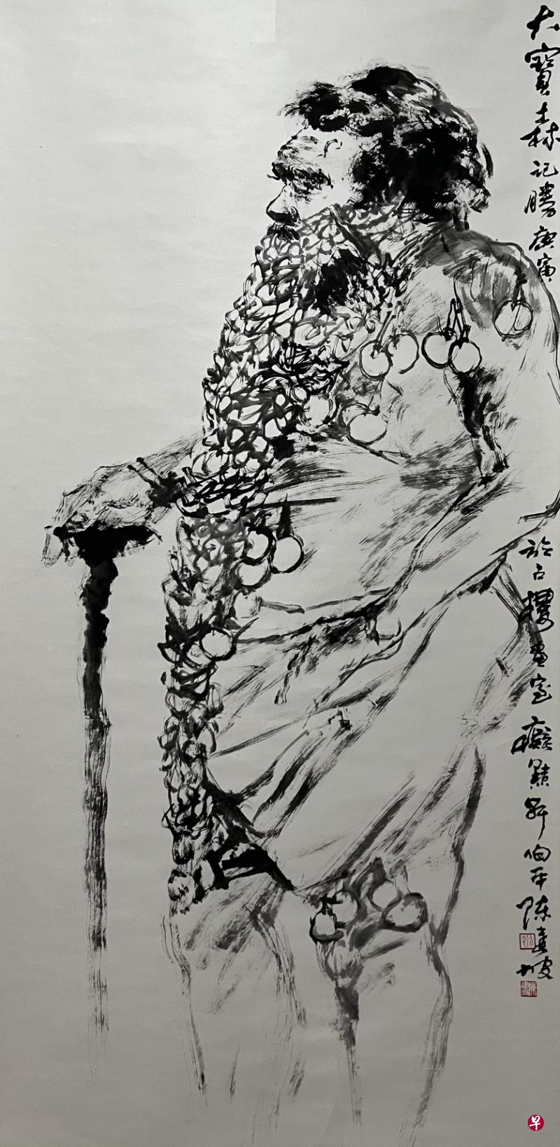 陈建坡彩墨画《大宝森节》。（画廊提供）