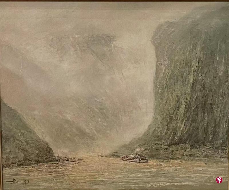 南洋美专校友会美展展出已故校友李士心油画《丽江》。（主办方提供）