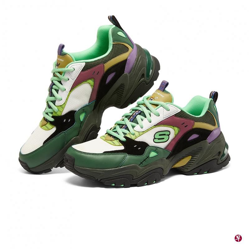 Skechers与海贼王联名款休闲鞋大胆撞色。