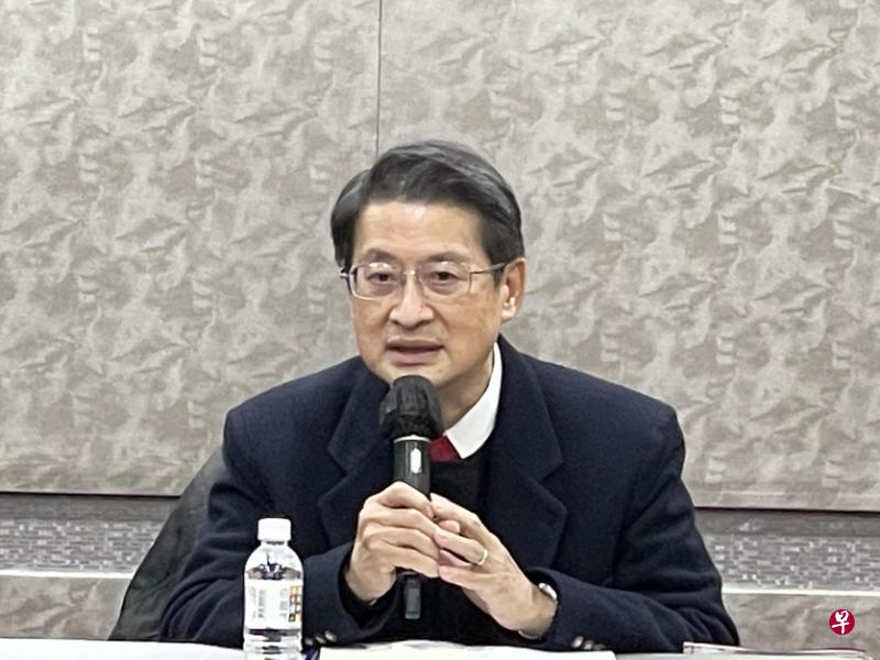 台湾中央研究院院士吴玉山在台北论坛演讲时分析指出，乌克兰与台湾有很多相似之处，都须在强权间面临抉择。（庄慧良摄）