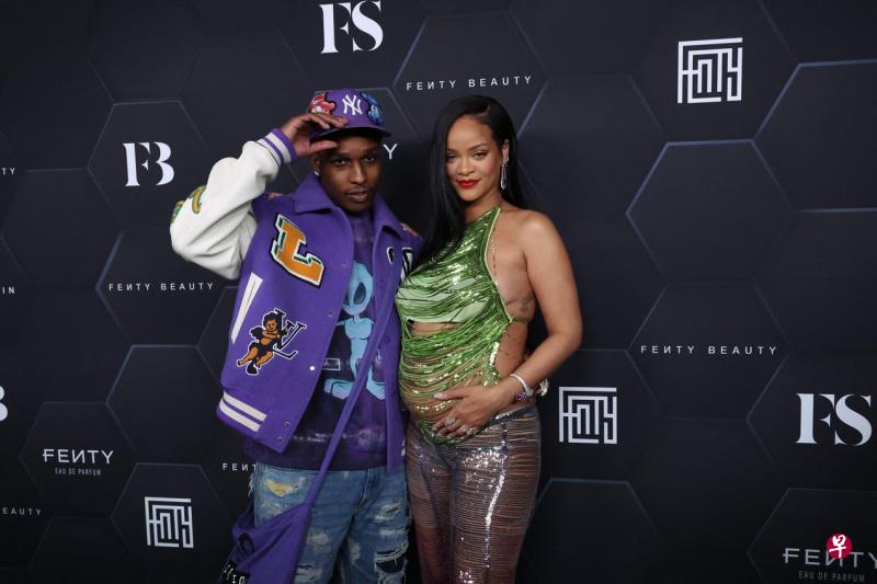 蕾哈娜为男友A$AP Rocky诞下一子。（法新社）