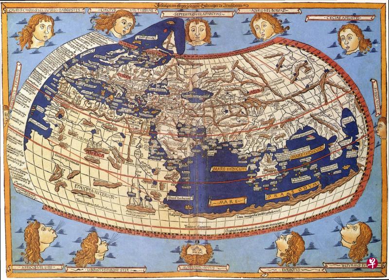 最早的世界地图：托勒密世界地图。