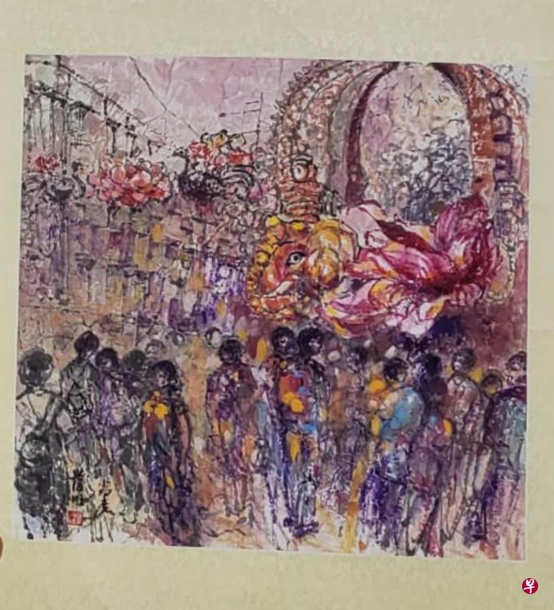 张得顺描绘屠妖节的水墨画。（画家提供）