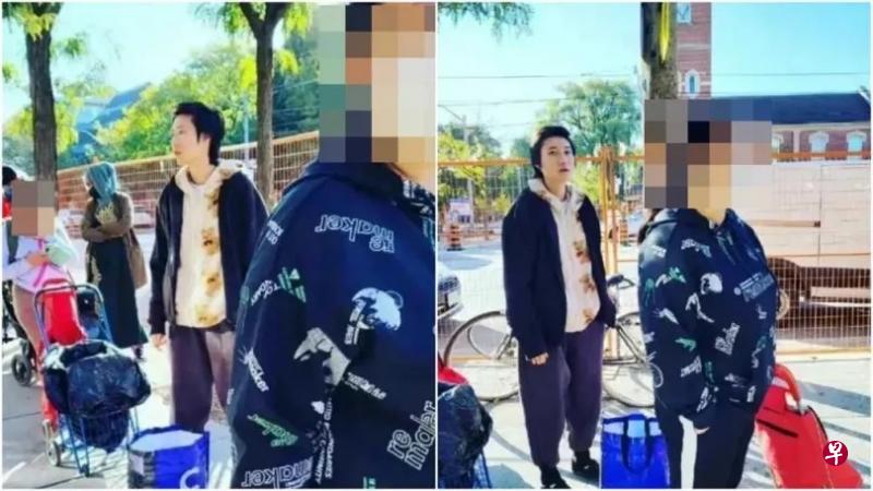吴卓林在多伦多排队领取免费食物。（互联网）