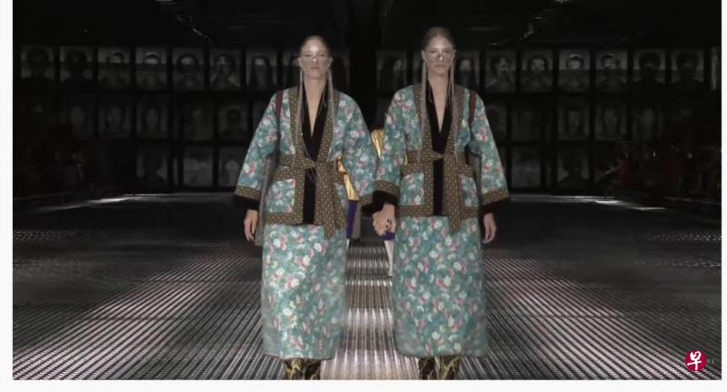 米兰时装周古驰秀场上演“双生秀”。（互联网）