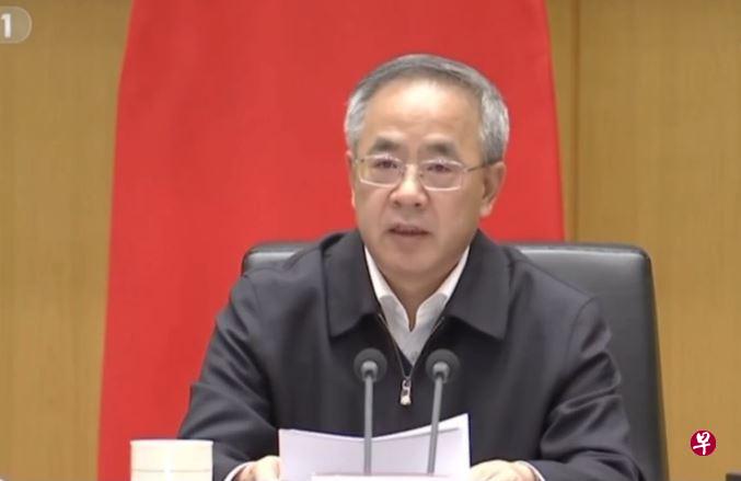 胡春华星期二（11月1日）在北京出席全国冬春农田水利建设暨秋冬“三农”重点工作电视电话会议。（中国央视新闻）