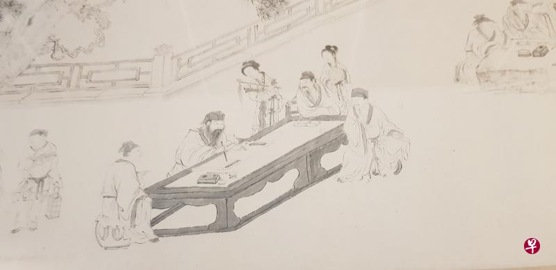 描绘苏东坡和友人聚会的《西园雅集图》局部（新加坡亚洲文明博物馆藏，衣若芬摄）
