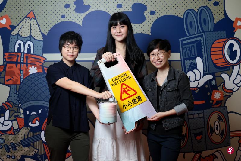 Wallflowers团队创意人：声音艺术家锦安（左起）、导演王晓敏与视觉艺术家廖雯彬，通过多媒体的方式记录城市变迁。