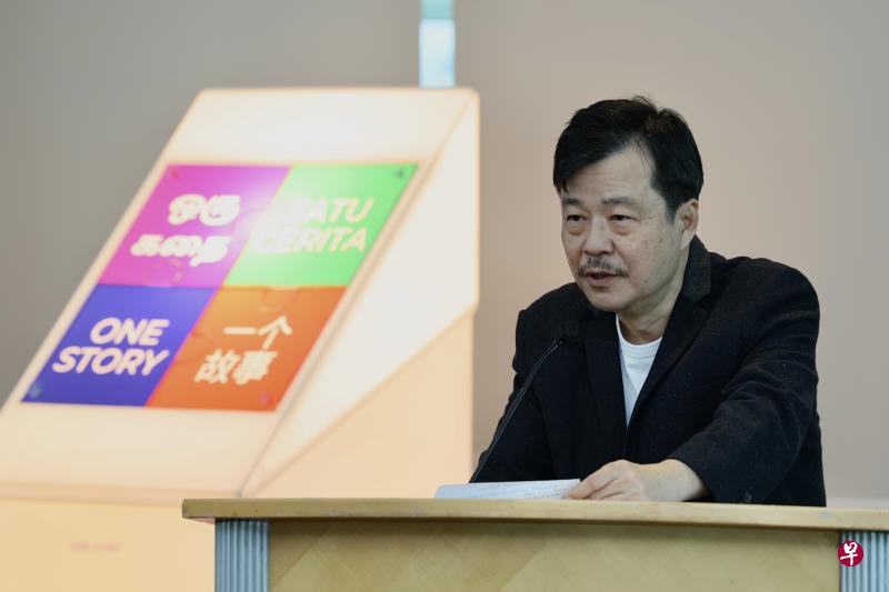 谢裕民为发布会致辞时，鼓励读者借文学回到原点做思考。（龙国雄摄）