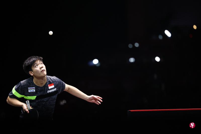 16岁小将郭勇创下了新加坡选手在WTT新加坡大满贯赛中的最好成绩。（李健玮摄）