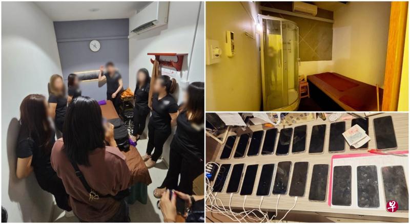 警方在3月1日至23日期间展开扫黄行动，突击多家按摩院、酒店和商业单位，共逮捕37名涉嫌色情活动的男女。（警方提供）
