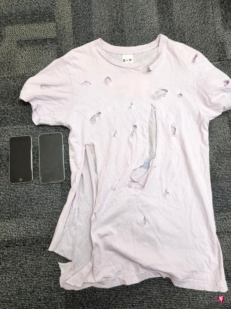 受害女子在中国的父母收到一段视频，看到女儿穿着破烂的衣服且手脚被捆绑。（警方提供）
