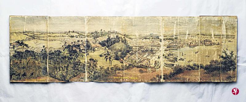 此画主体部分是新加坡华人社区直落亚逸一带的风貌。（国家图书馆提供）