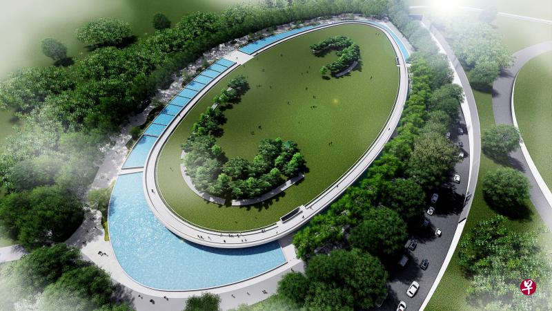 吉宝滨海东海水淡化厂顶层占地两公顷的绿坪，将开放给公众进行各种休闲活动。（吉宝构想图）