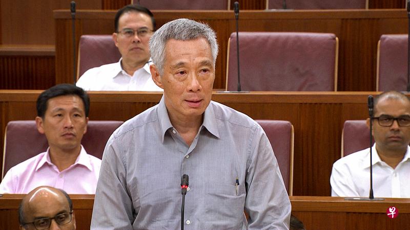 李显龙总理昨日在国会上针对“欧思礼路38号”发表言论（图＼新闻及通讯部）